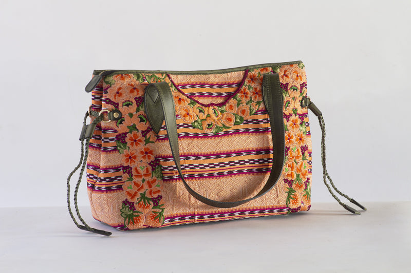 Sac Quetzaltenango tressé en cuir vert