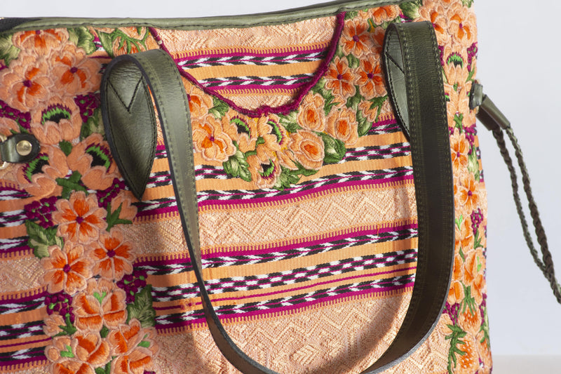 Sac Quetzaltenango tressé en cuir vert