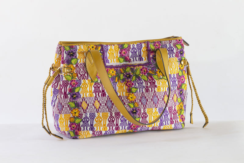 Sac Quetzaltenango tressé en cuir jaune