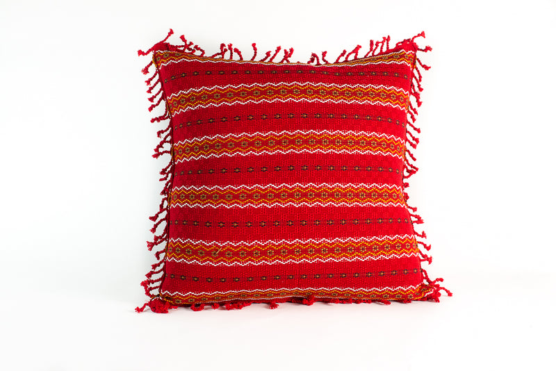 Coussin Rio Blanco de San Marcos avec un design rouge