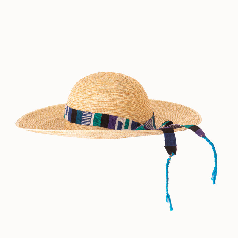 Sombrero Playero con detalles aqua y azules